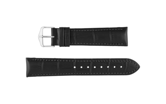 Duke by HIRSCH - Men's LONG Black Alligator Grain Leather Watch Strap - Image 2