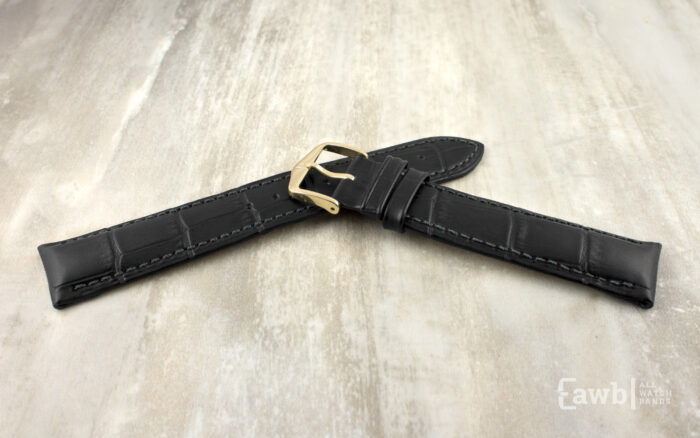 Duke by HIRSCH - Men's LONG Black Alligator Grain Leather Watch Strap - Image 5