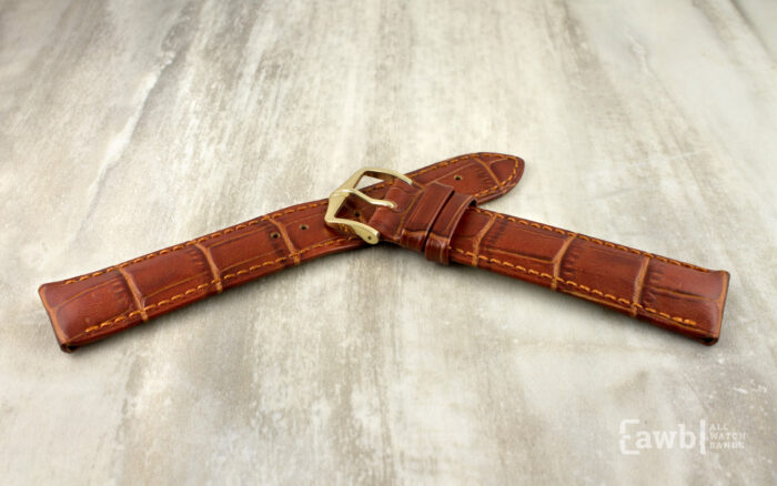 Duke by HIRSCH - Men's LONG Golden Brown Alligator Grain Leather Watch Strap - Image 3