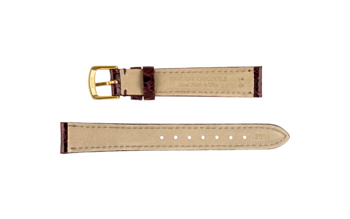 Hadley-Roma Women's Burgundy Genuine Caiman Crocodile Watch Strap